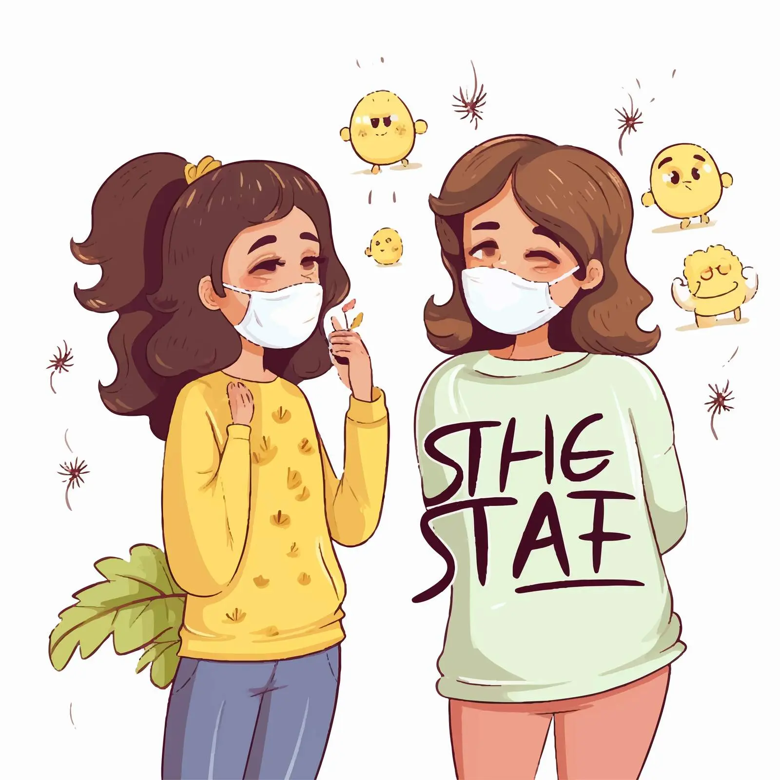 Cartoon Style Stay At Home Illustration with Girl – free stay safe image from Dotvec