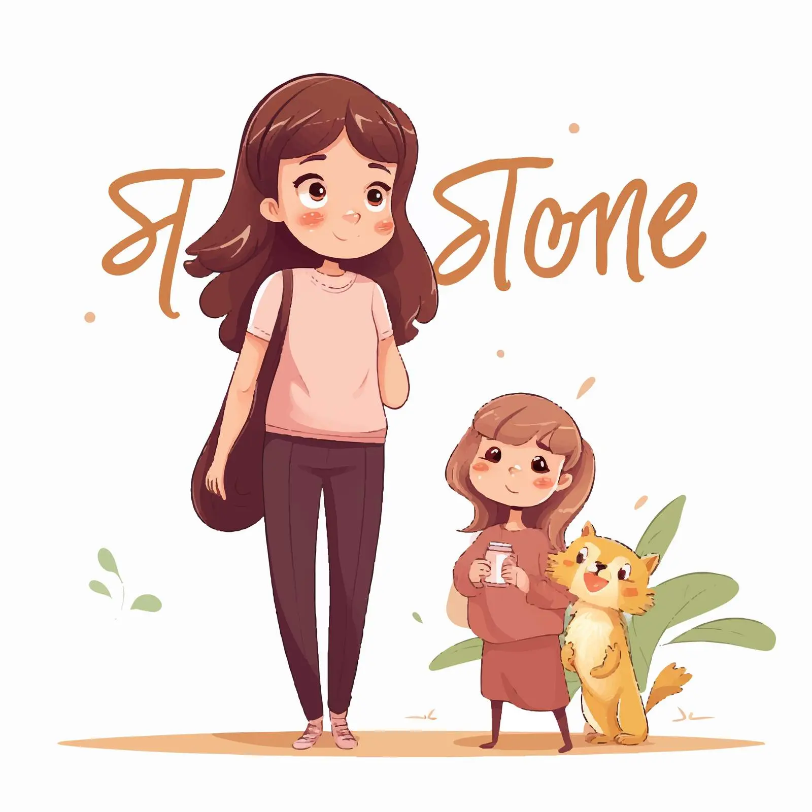 Stay At Home Cartoon Style Girl Illustration — free download from Dotvec
