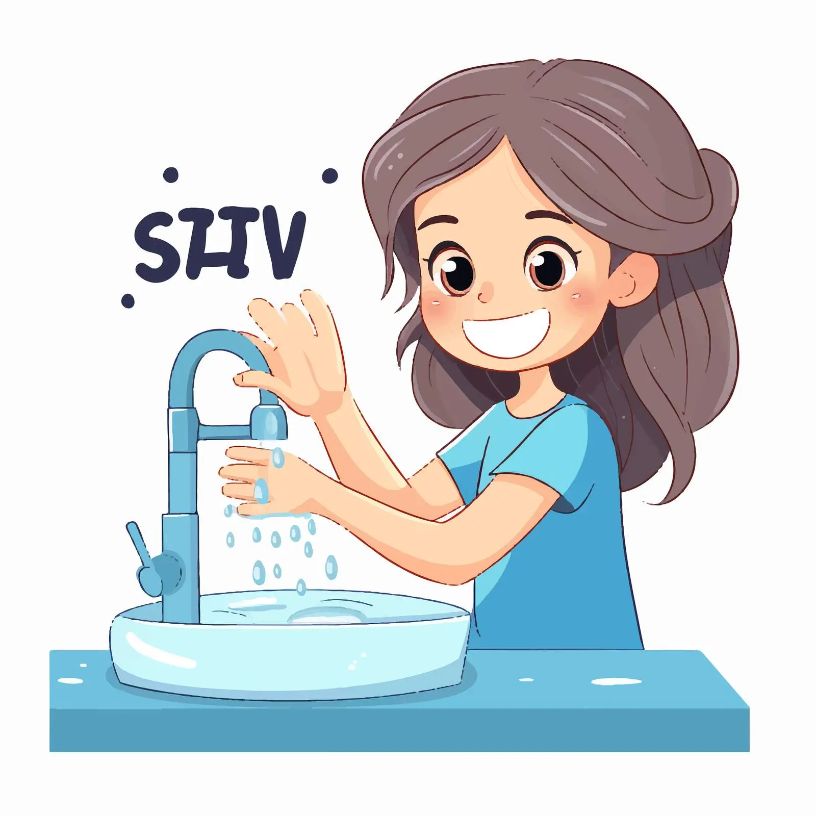 Cartoon Girl Washing Hands to Stay Covid Safe — free download from Dotvec
