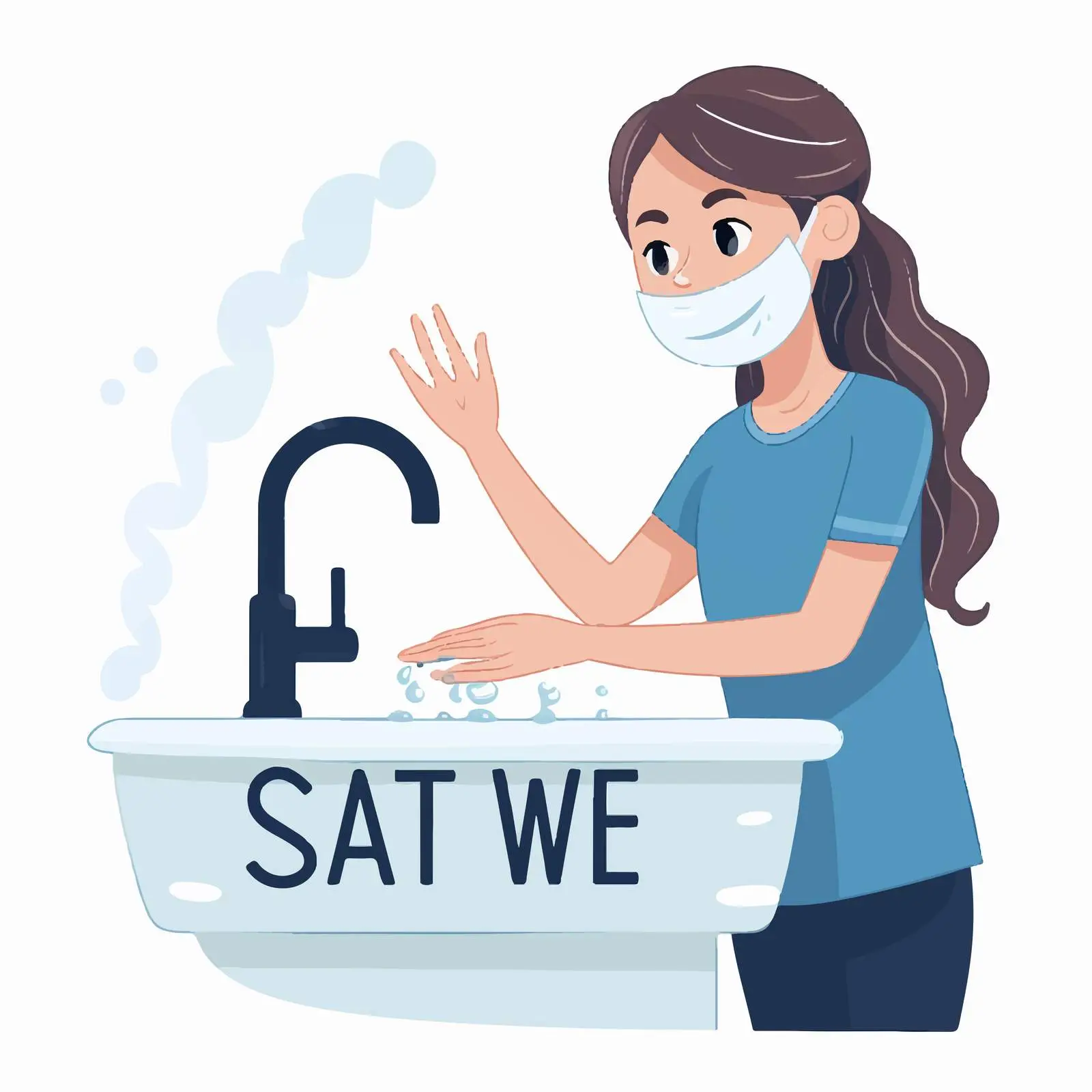 Stay Covid Safe Cartoon Girl Washing Hands — free download from Dotvec