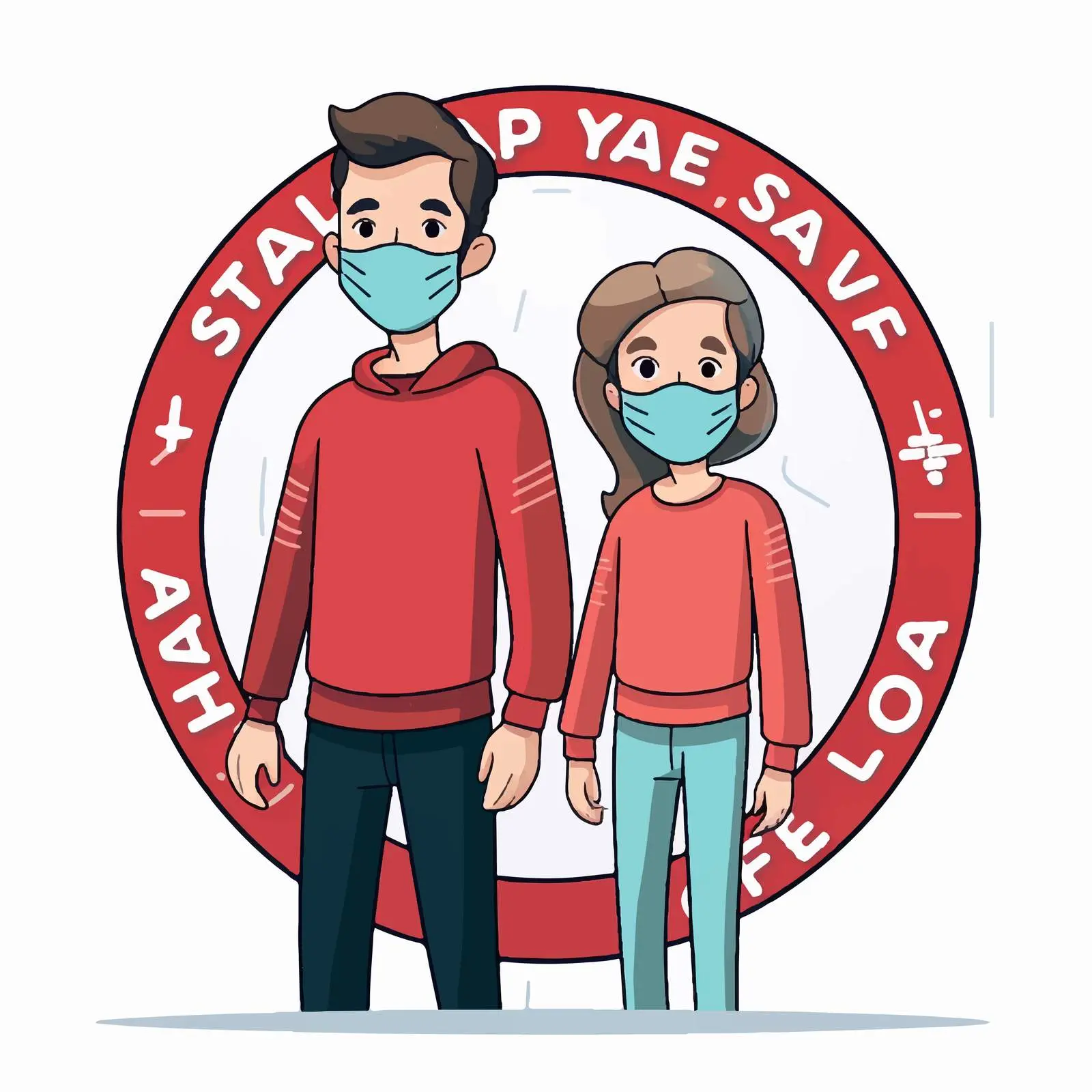 Cartoon Family Promoting COVID Safety — free download from Dotvec