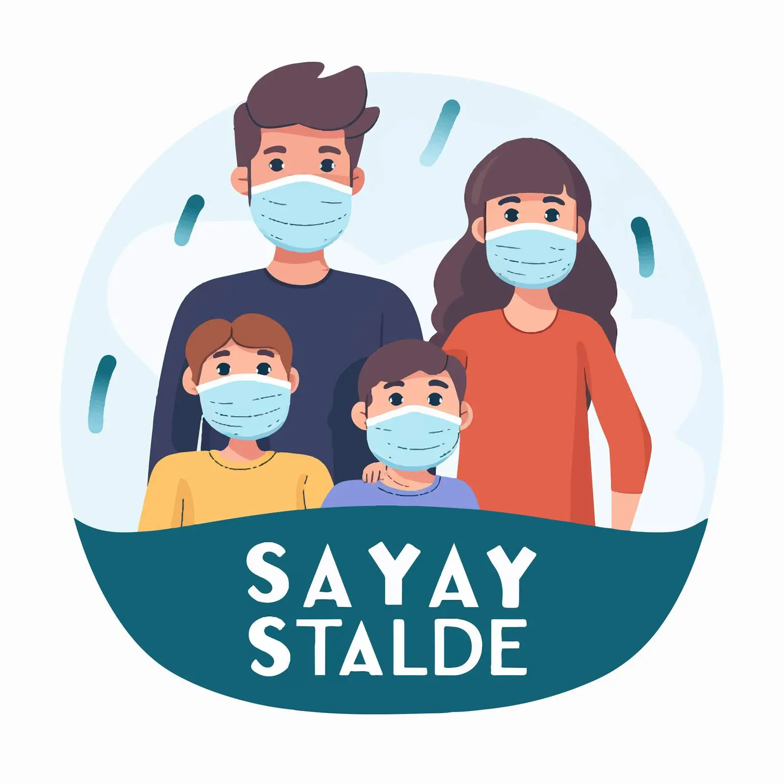 Family Cartoon Style Covid Safety Illustration — free download from Dotvec