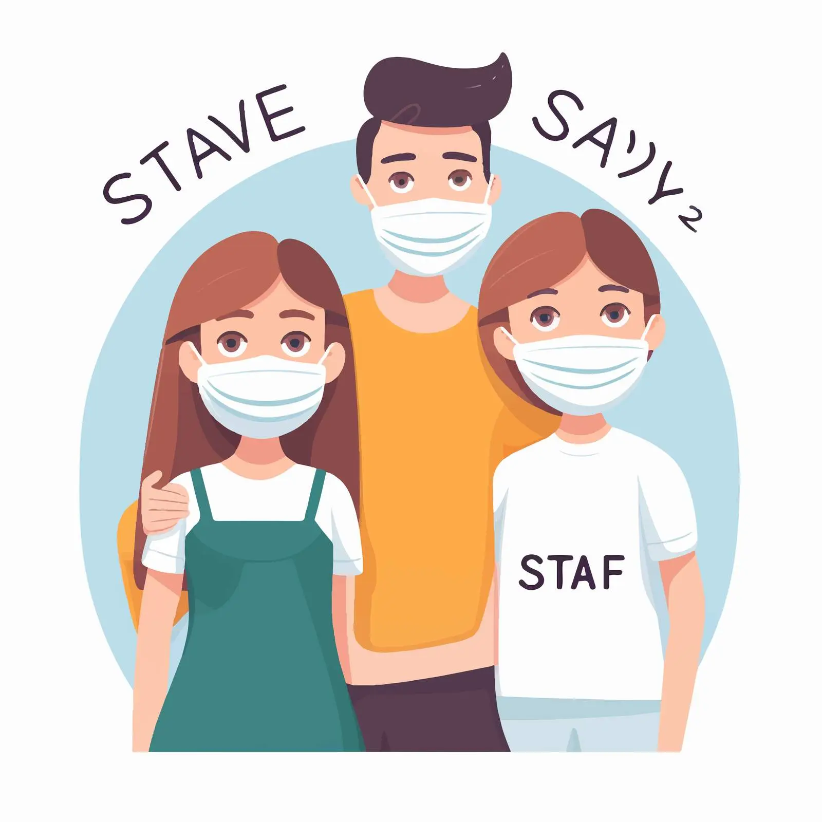 Family Cartoon Staying Covid Safe – free protective measures image from Dotvec