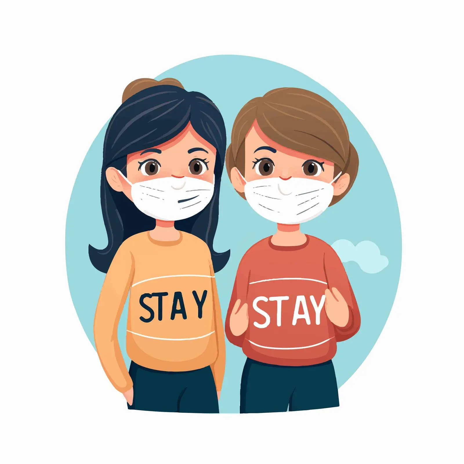 Cartoon Style Stay Covid Safe Illustration — free download from Dotvec