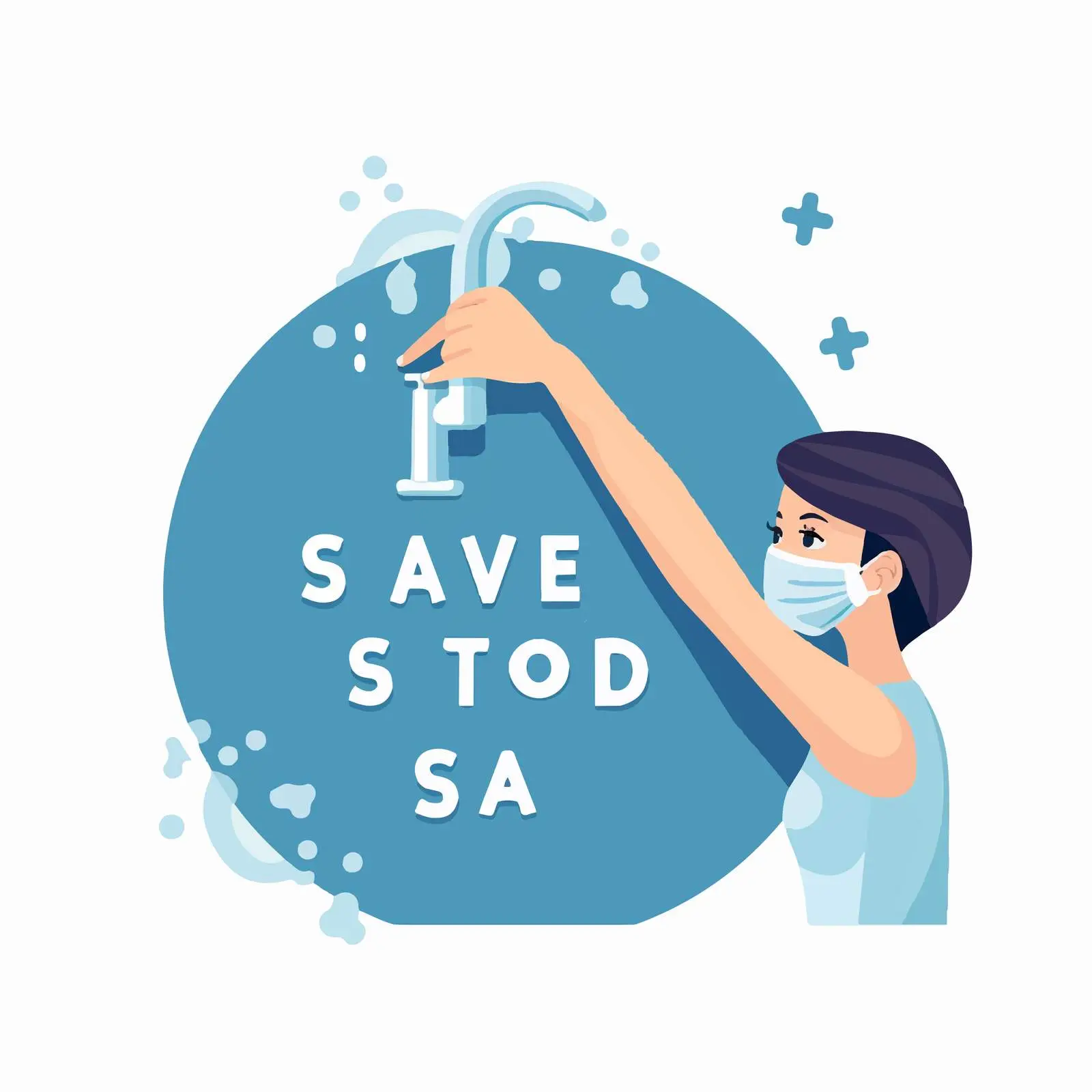 Stay Covid Safe Cartoon Style Handwashing — free download from Dotvec