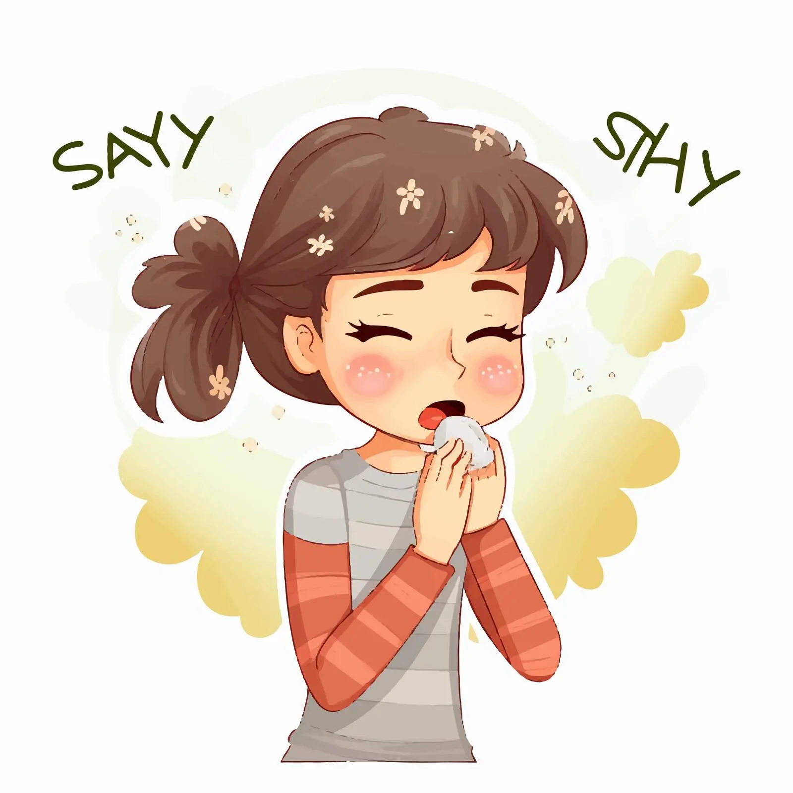 Healthy Lifestyle Cartoon Girl Sneezing Vector — free download from Dotvec