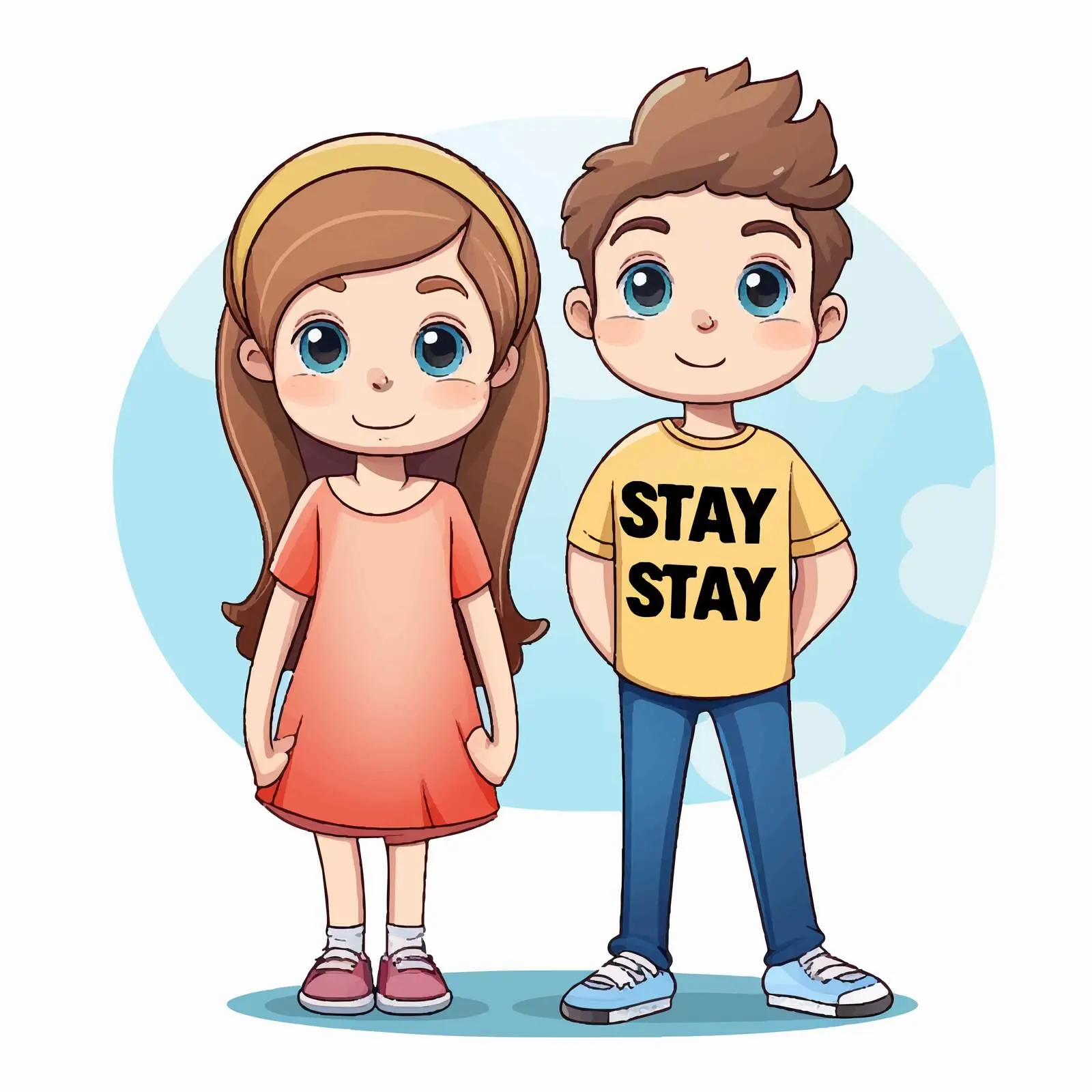 Cartoon Style Stay Safe Font with Kids — free download from Dotvec