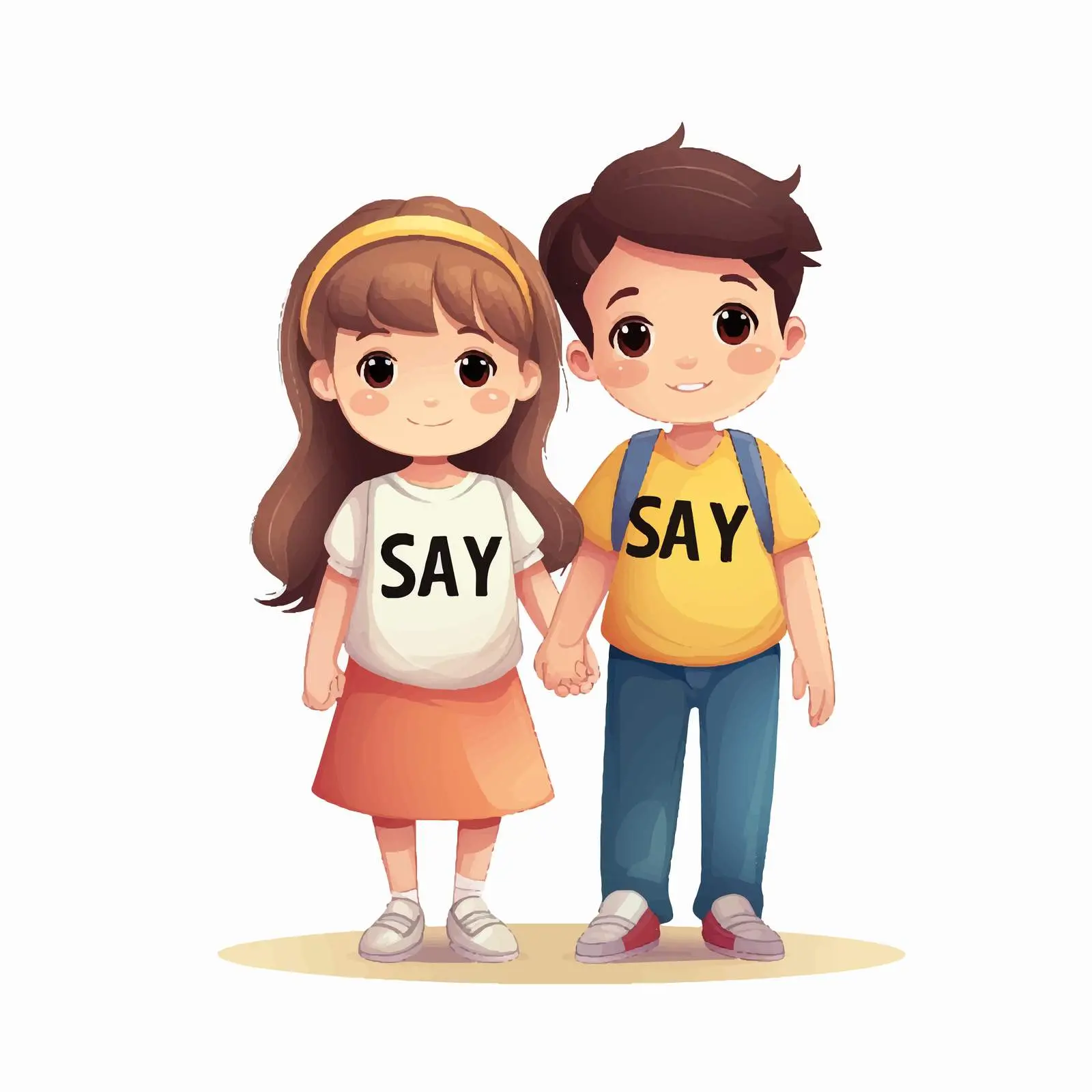 Stay Safe Together: Kids Holding Hands Illustration — free download from Dotvec