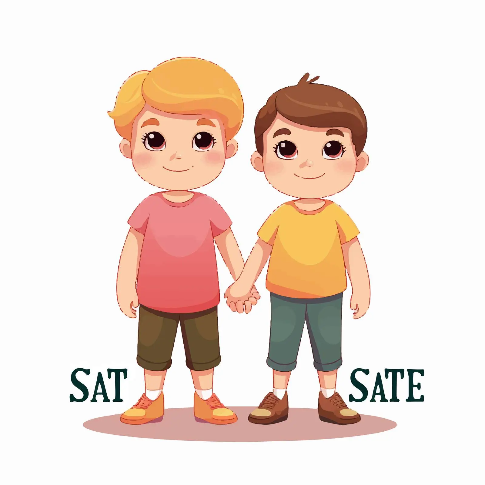 Stay Safe with Two Kids Holding Hands – free stay safe image from Dotvec