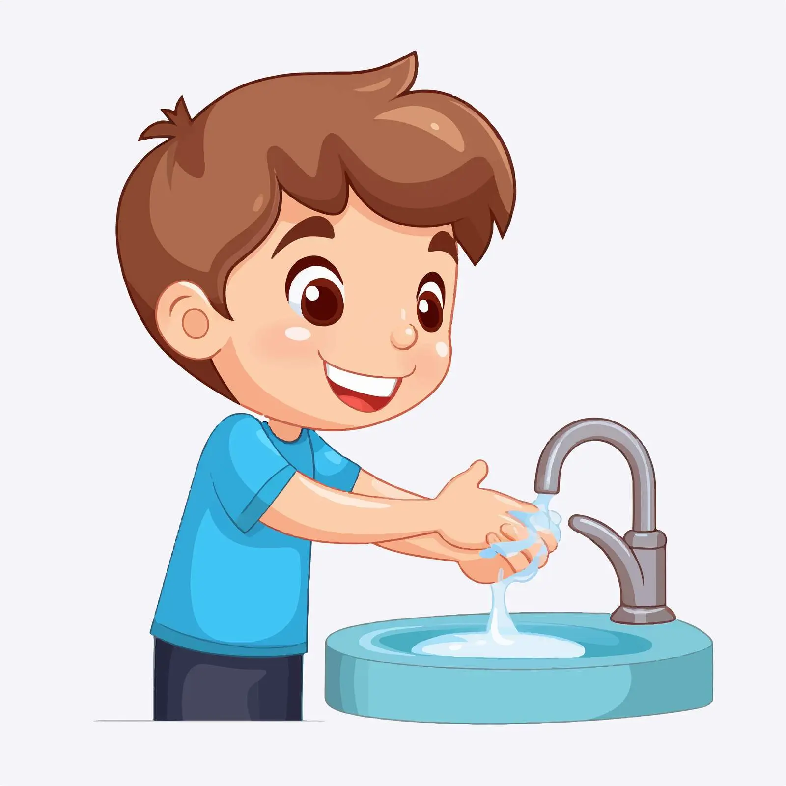 Stay Safe Logo: Boy Washing Hands with Tap – free stay safe image from Dotvec