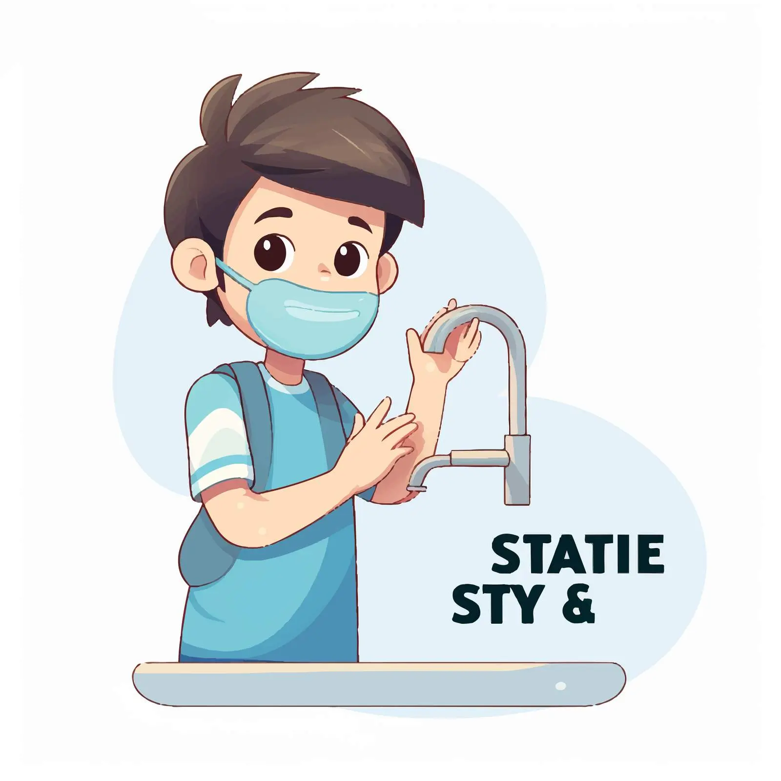 Stay Safe Logo: Boy Washing Hands Illustration — free download from Dotvec