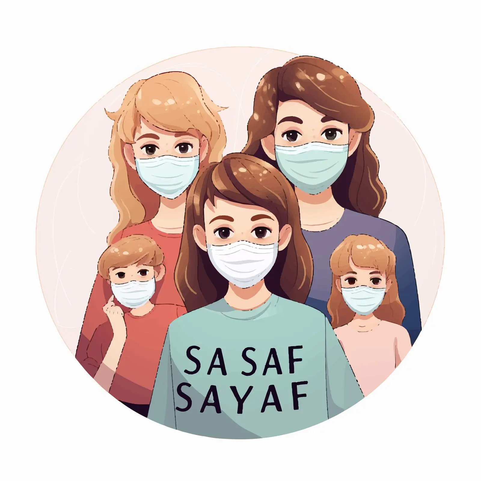 Stay Safe Family Logo with Masks – free stay safe image from Dotvec