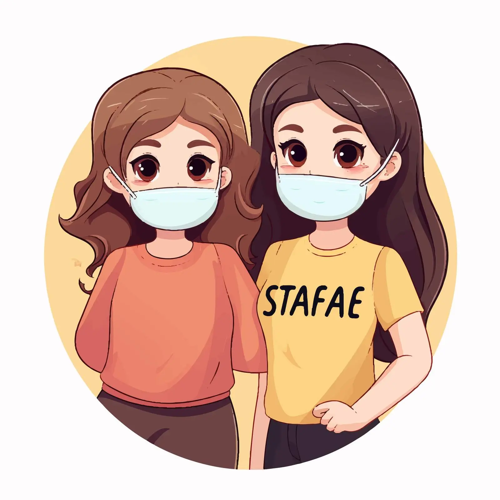 Stay Safe Logo with Girls Wearing Masks — free download from Dotvec