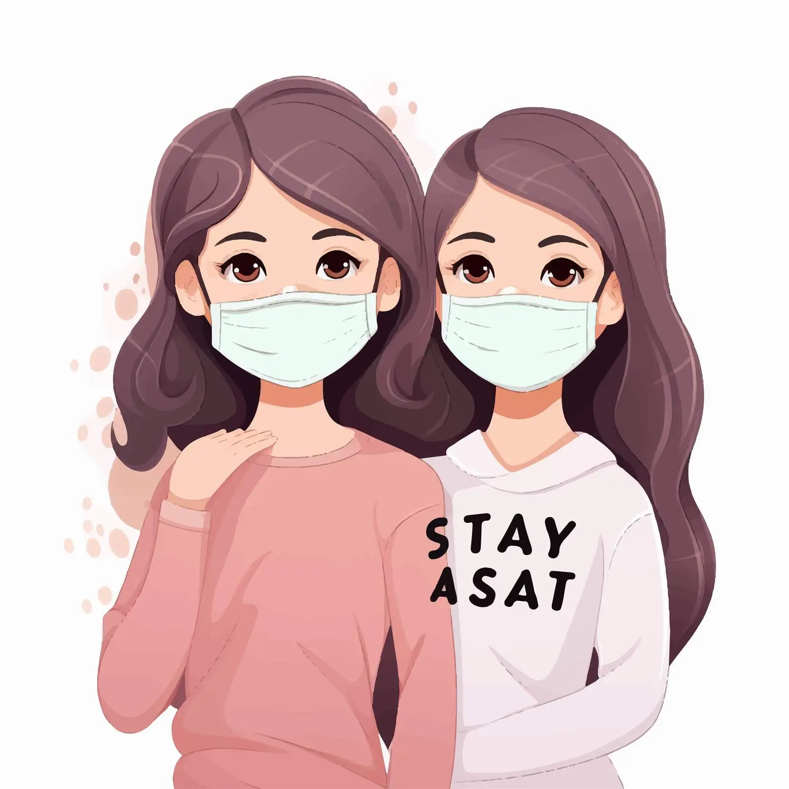 Stay Safe Logo with Masked Cartoon Girls — free download from Dotvec
