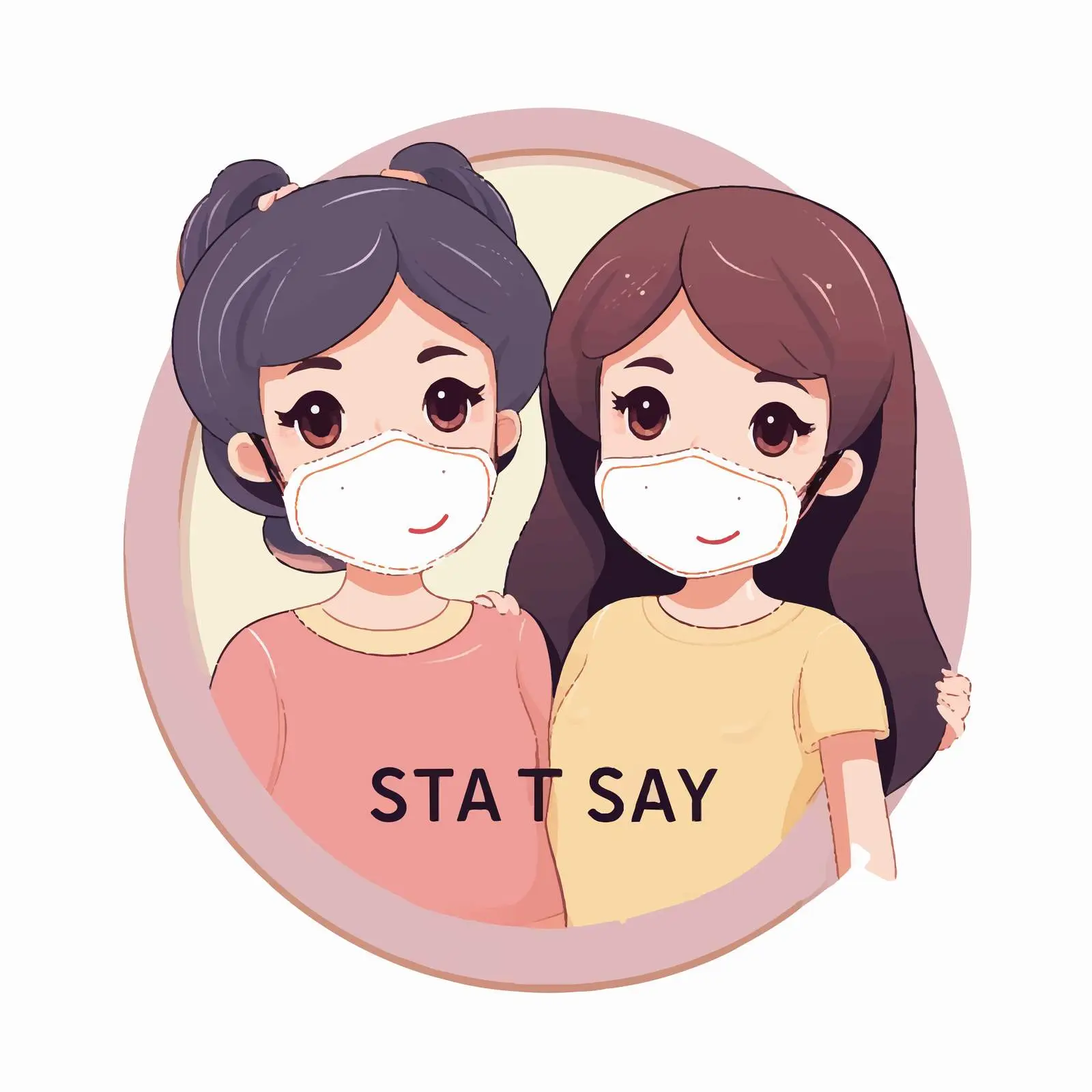 Stay Safe Mask Cartoon Characters Logo — free download from Dotvec
