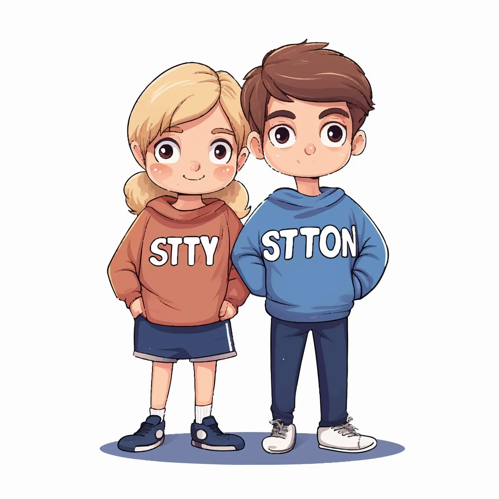 Stay Strong Cartoon Style with Kids — free download from Dotvec