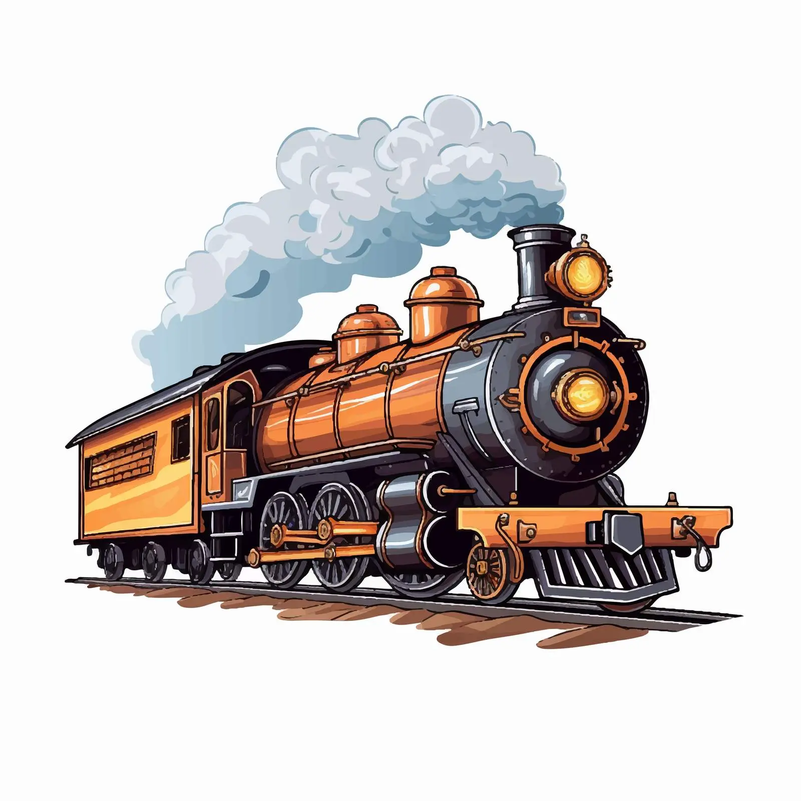 Steam Train Vector Illustration on White Background – free public transport image from Dotvec