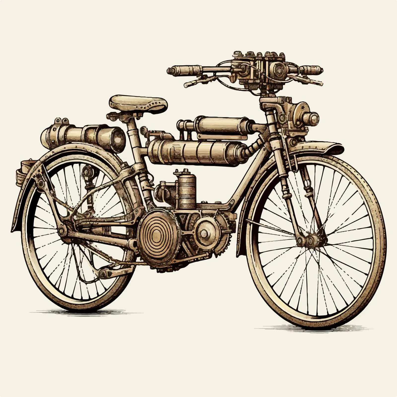 Steampunk Bicycle Vintage Retro Futuristic Design — free download from Dotvec