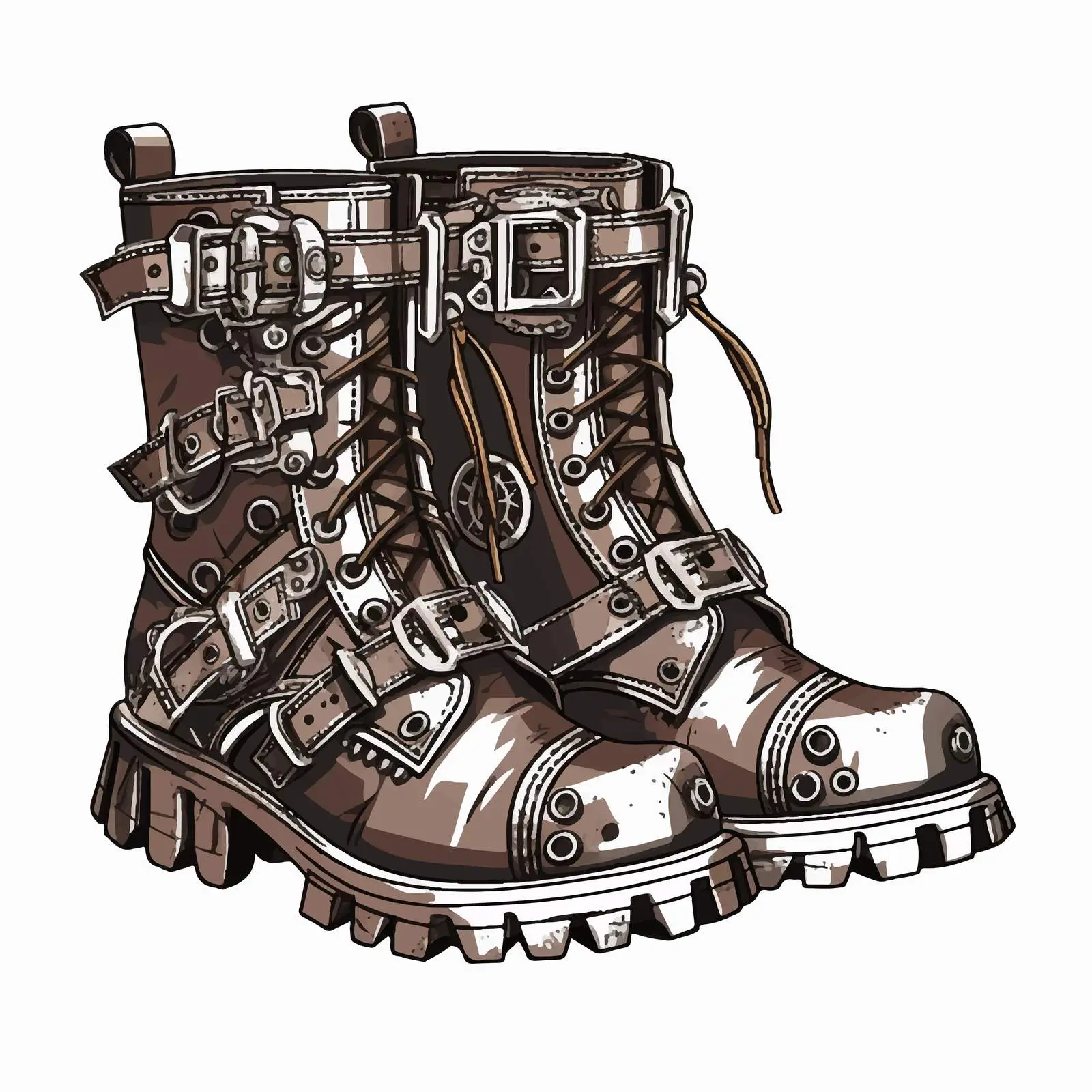 Vintage Steampunk Boot Design Illustration — free download from Dotvec