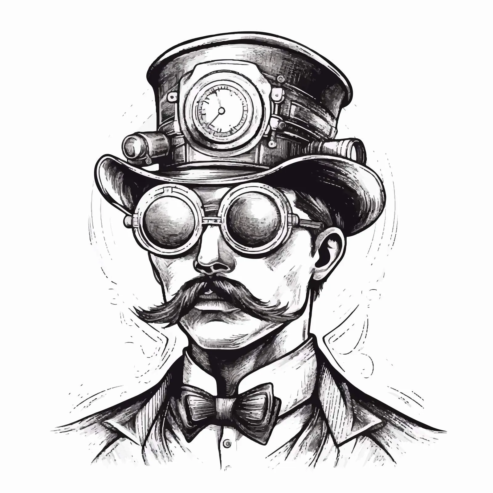 Steampunk Gentleman in Victorian Style Illustration – free period costume image from Dotvec