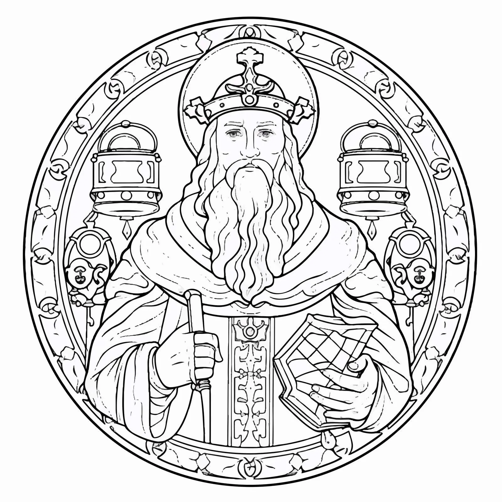 Byzantine Style Coloring Page of Stefan Urosh V — free download from Dotvec