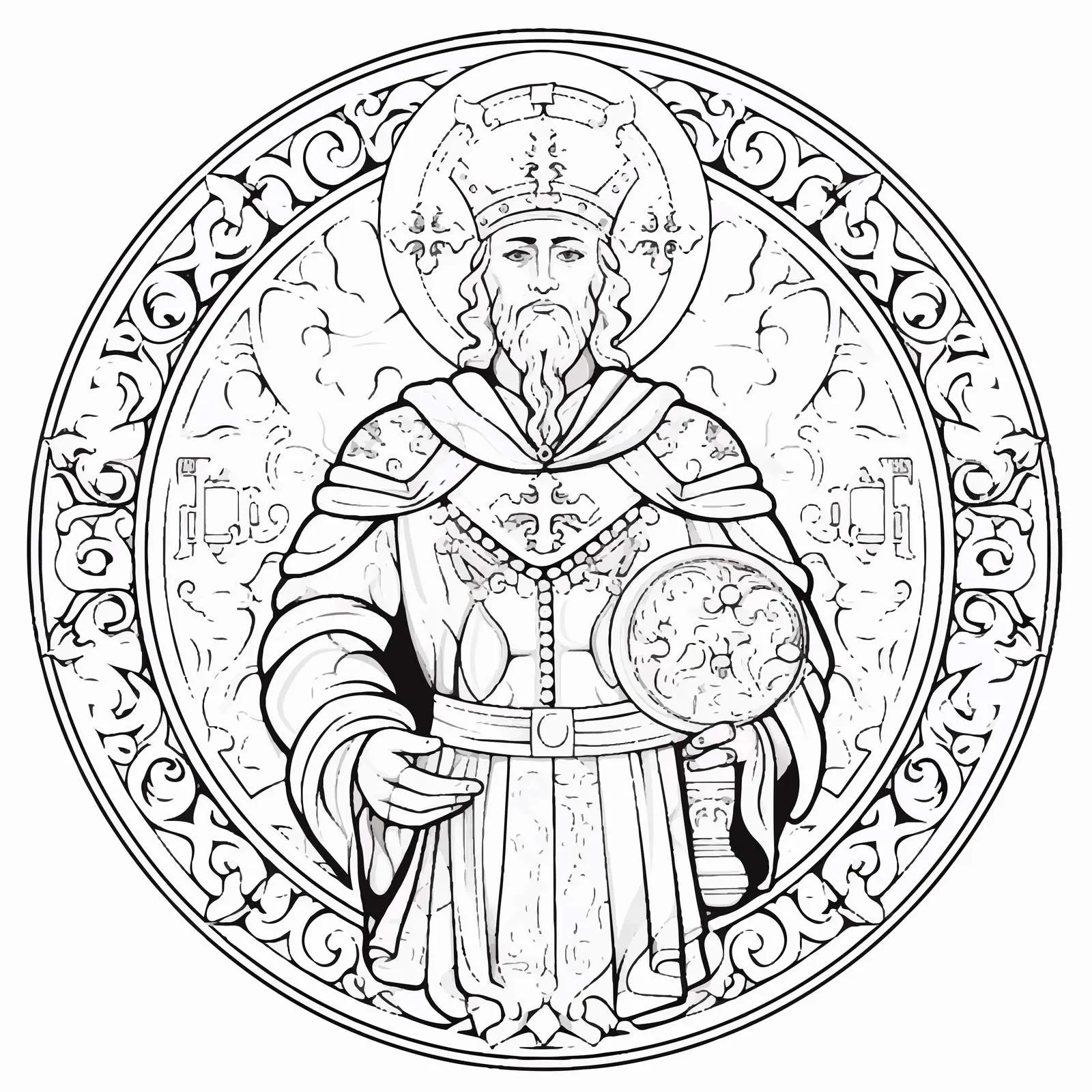 Byzantine Style Coloring Page of Stefan Urosh V — free download from Dotvec