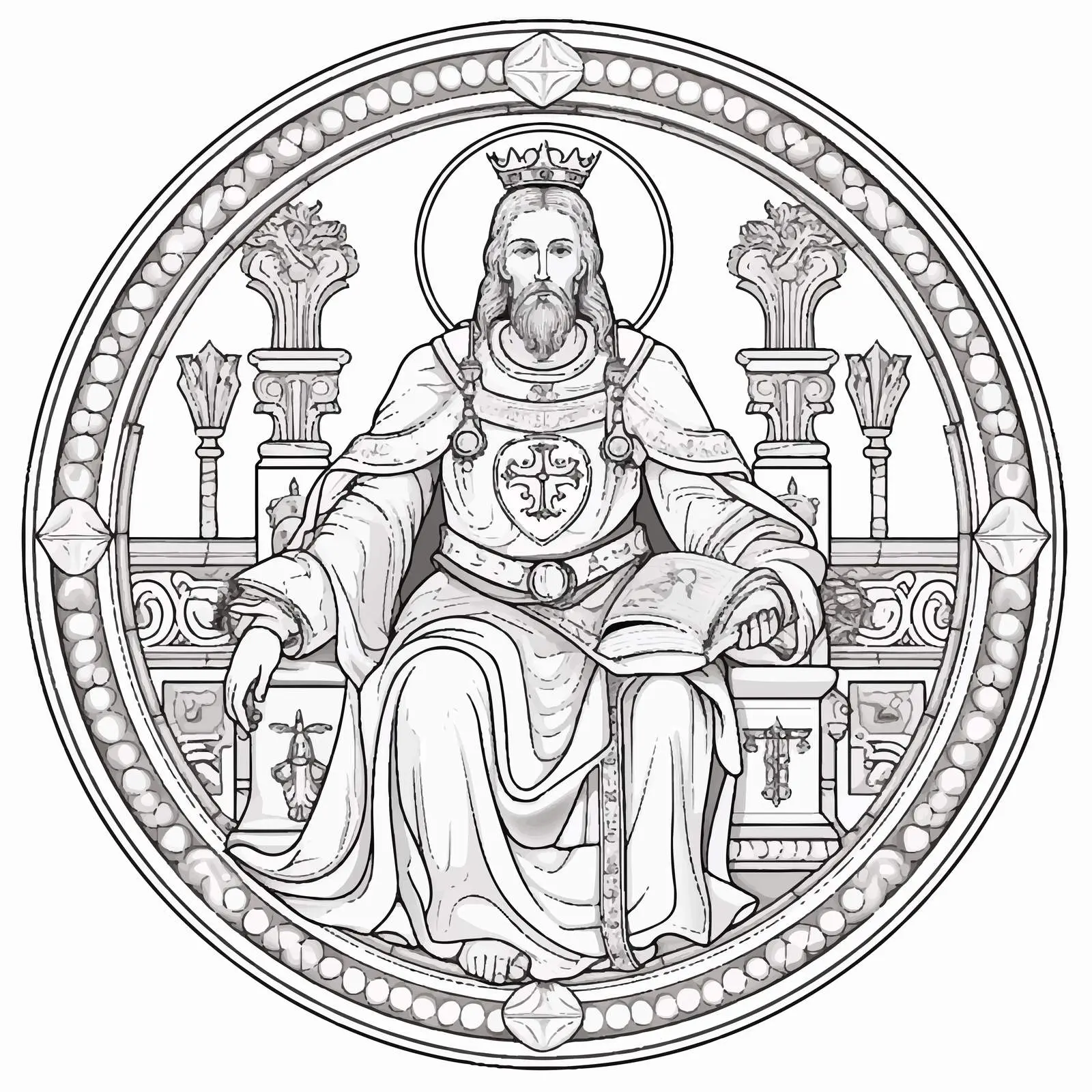 Stefan Urosh V Byzantine Style Coloring Page — free download from Dotvec
