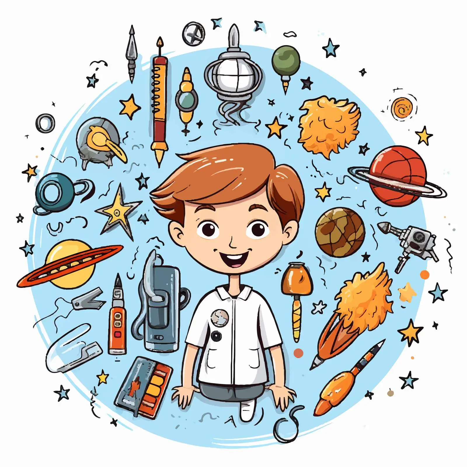 Colorful STEM Education Logo with Cartoon Children — free download from Dotvec