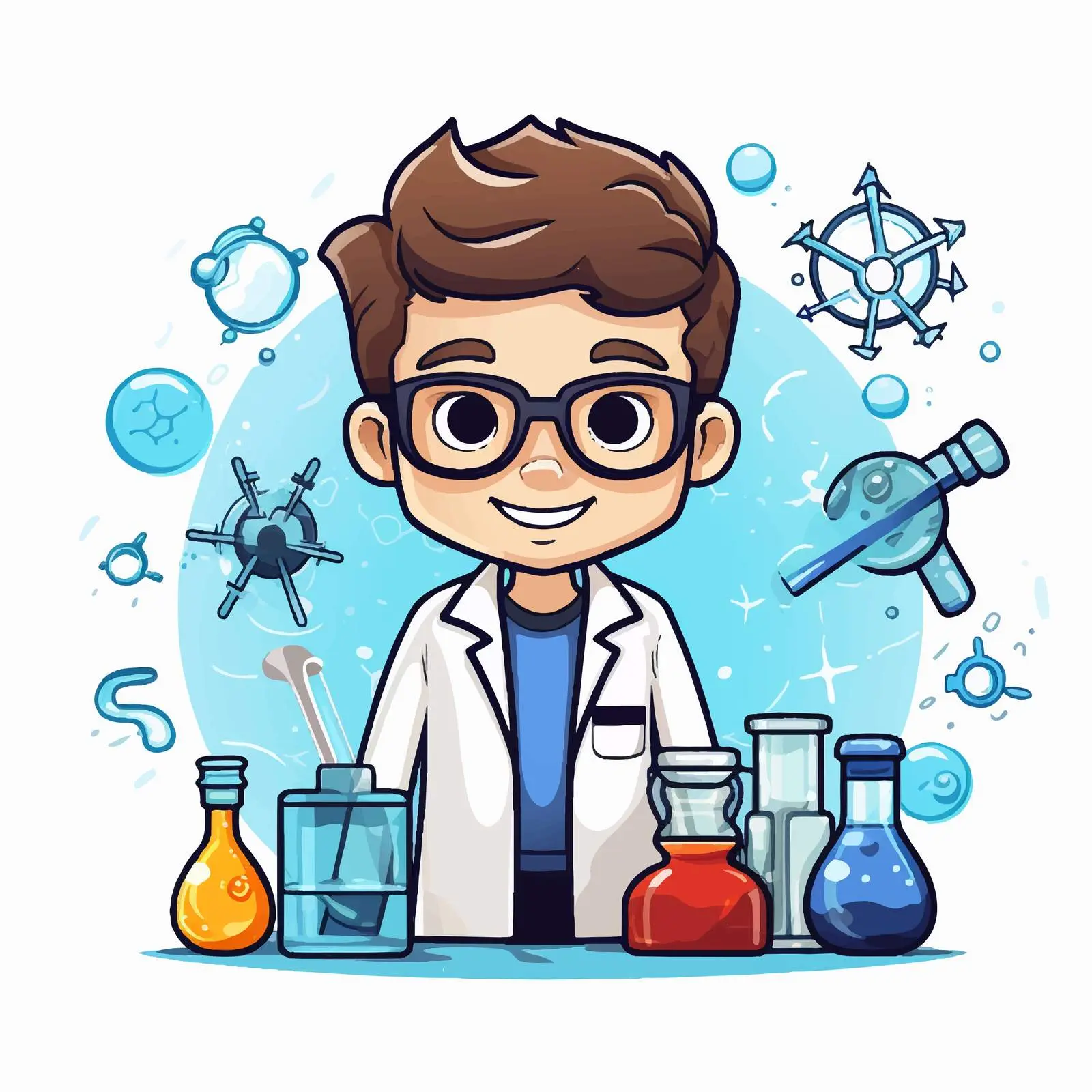 Cartoon Scientist Kid for STEM Education Logo — free download from Dotvec