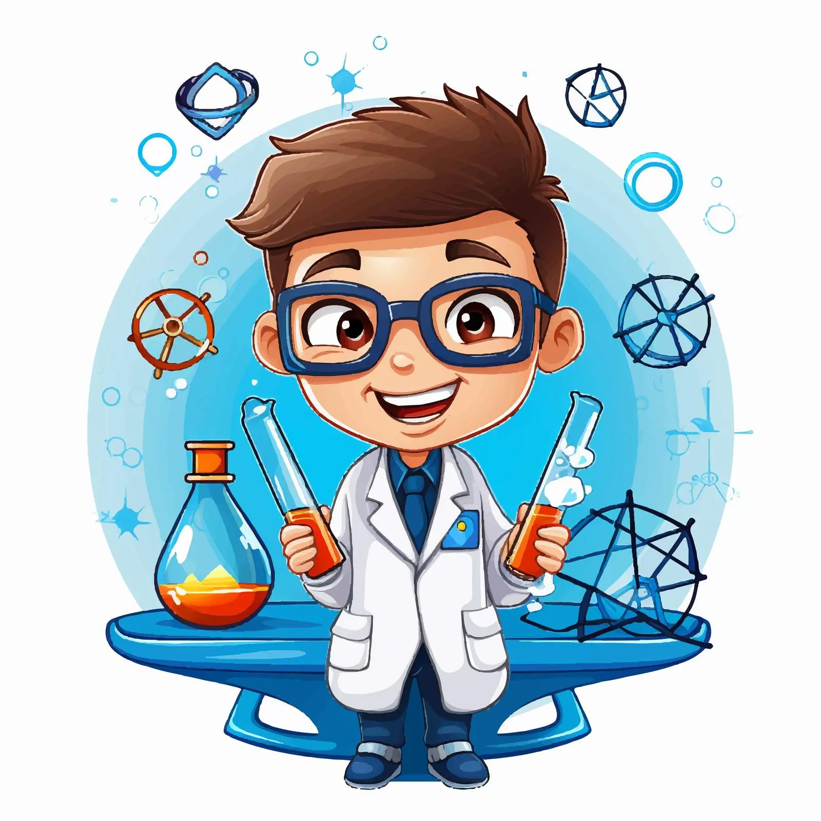 STEM Education Logo with Cartoon Scientist Kid — free download from Dotvec