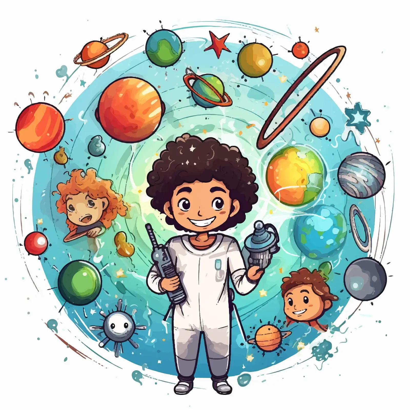 Galaxy Themed STEM Education Logo for Kids — free download from Dotvec