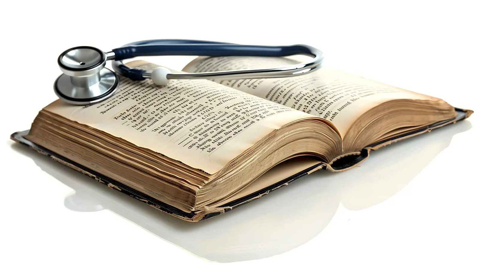Stethoscope and Open Book on Table – free training image from Dotvec
