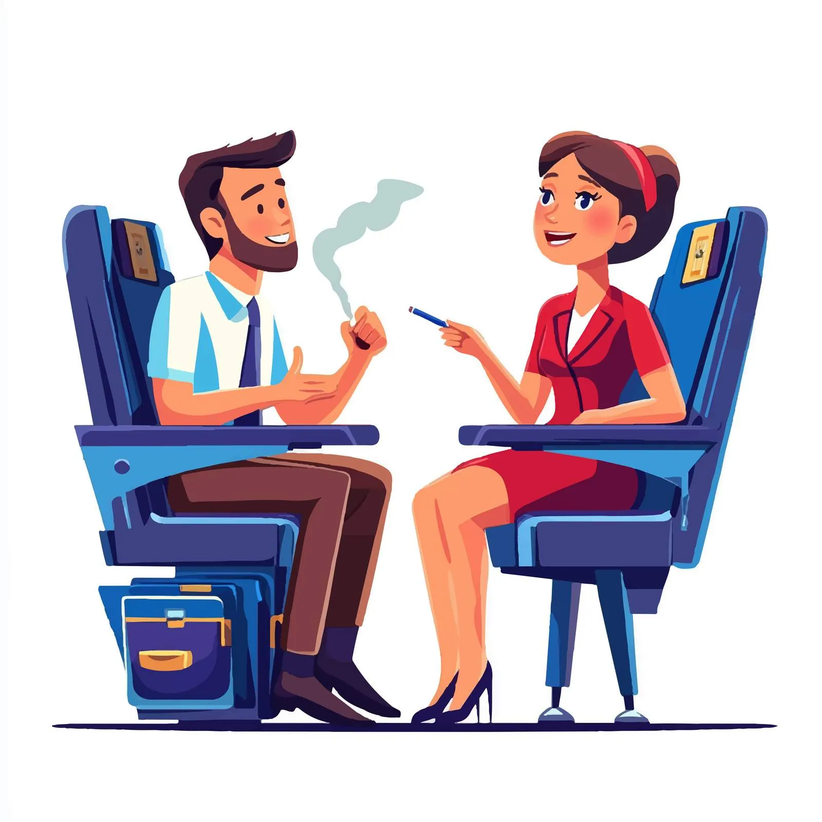 Airplane Stewardess Asking Passenger to Stop Smoking — free download from Dotvec