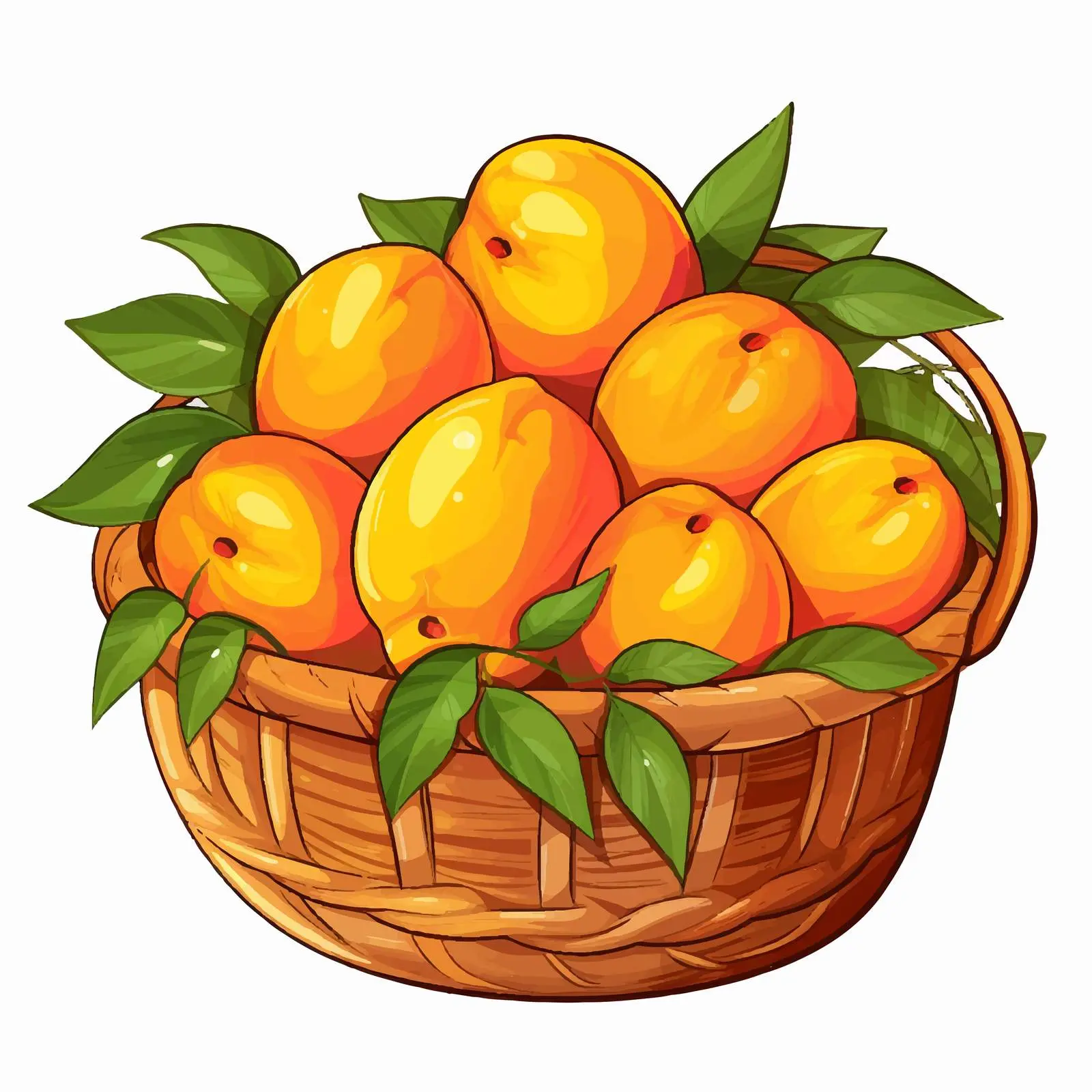 Basket of Mangos Illustration Vector Art — free download from Dotvec