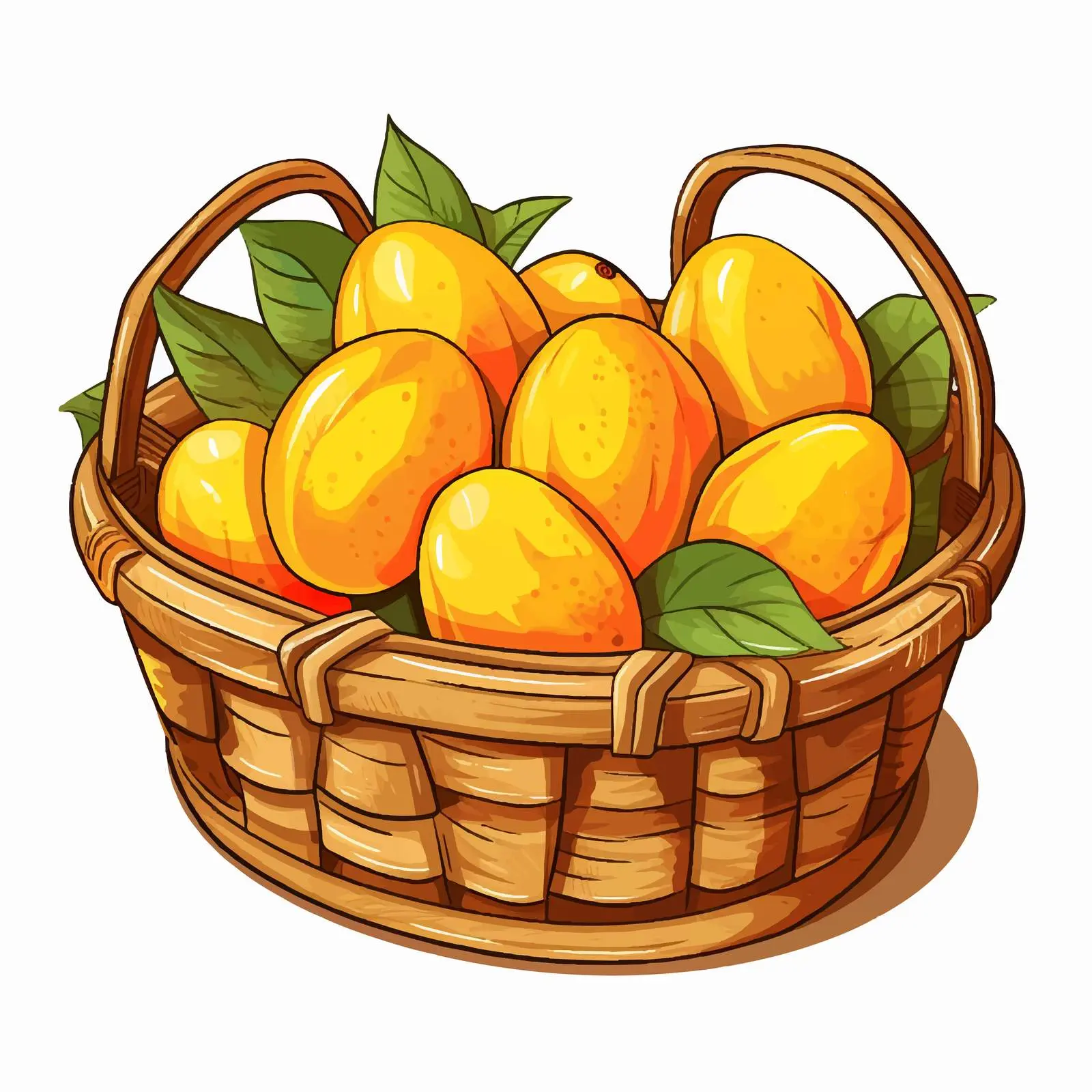 Colorful Mangoes in a Basket Illustration — free download from Dotvec