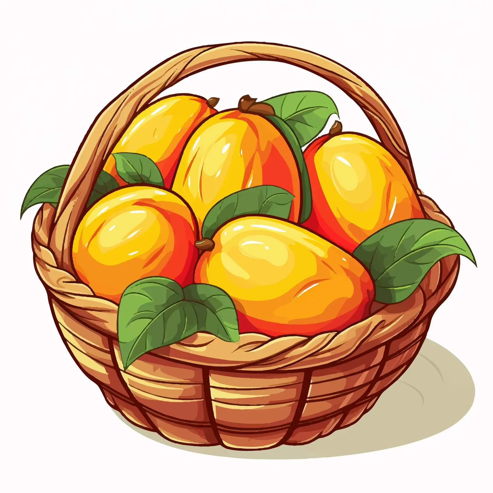 Colorful Mangoes in a Basket Illustration — free download from Dotvec