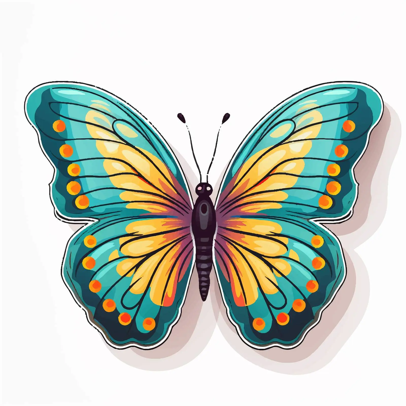 Beautiful Butterfly Sticker Vector Illustration — free download from Dotvec