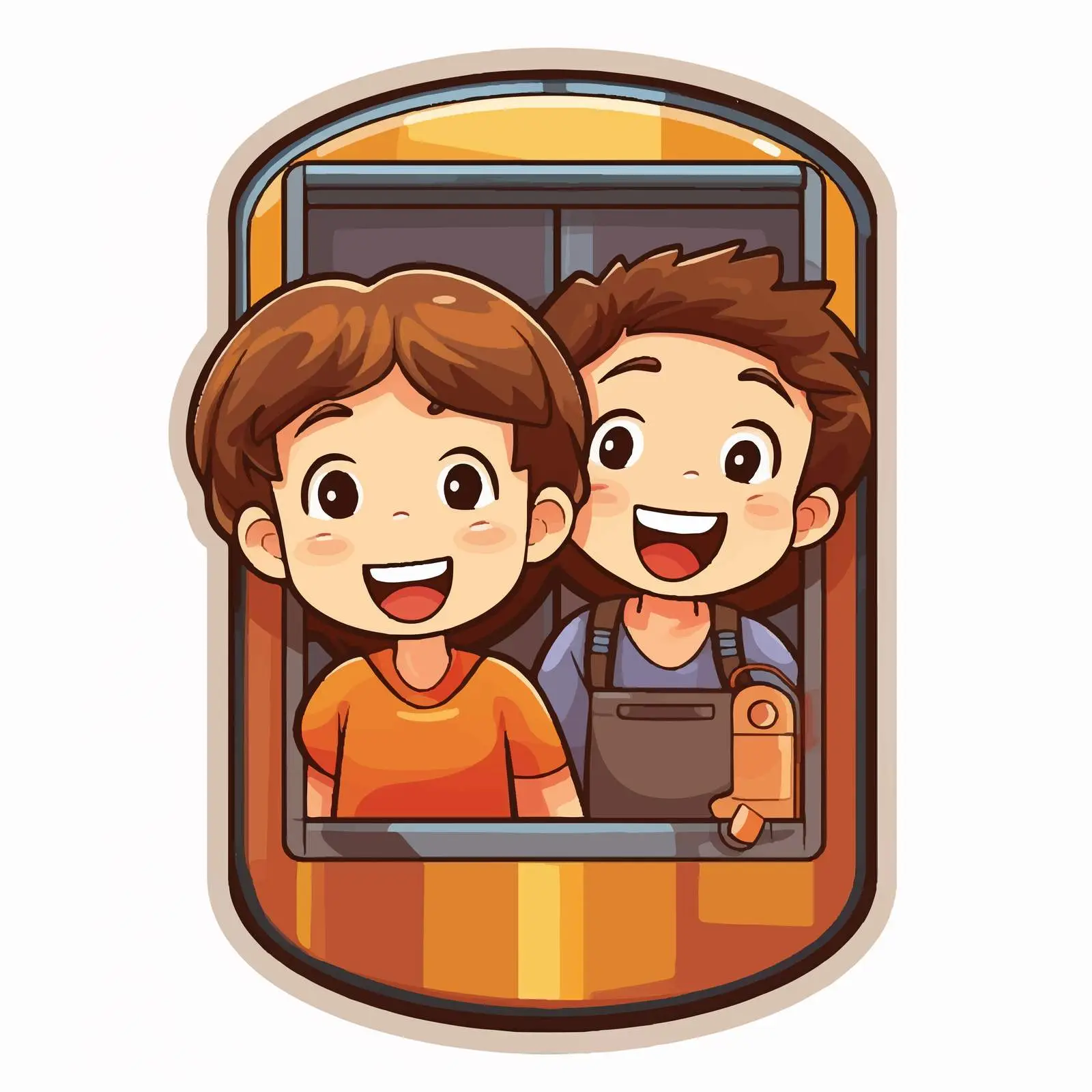 Kids Wearing Masks in Elevator Sticker Design — free download from Dotvec
