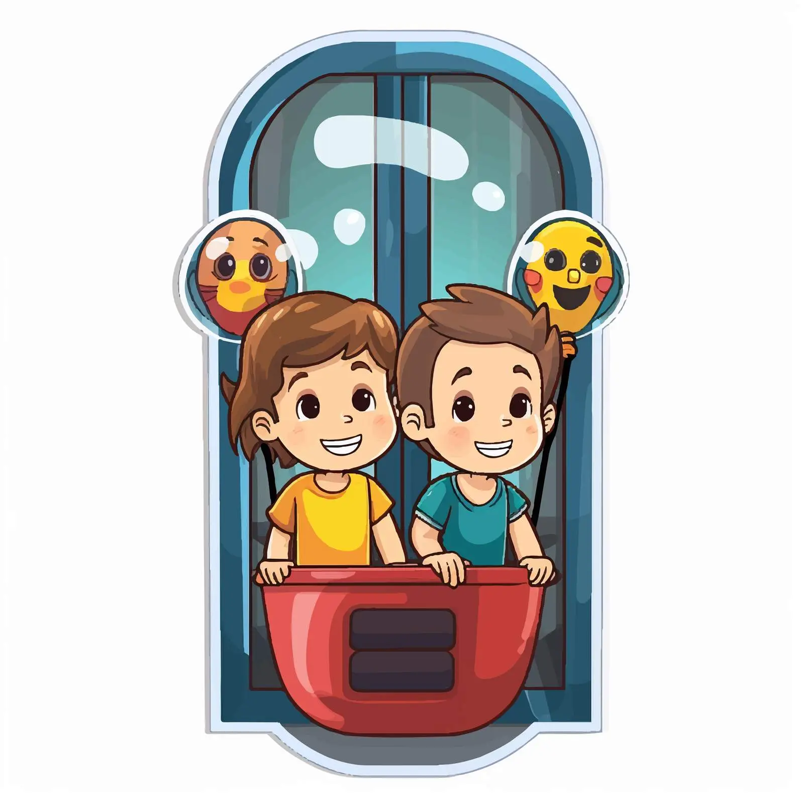 Kids Wearing Masks in Elevator Vector Design — free download from Dotvec