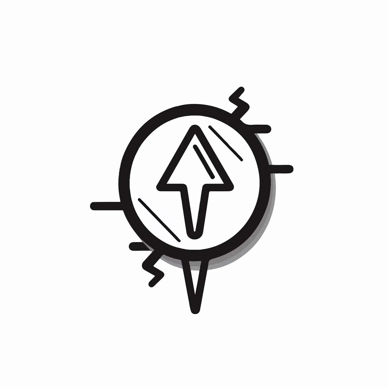 Monochrome GPS Pointer with Lightning Icon — free download from Dotvec