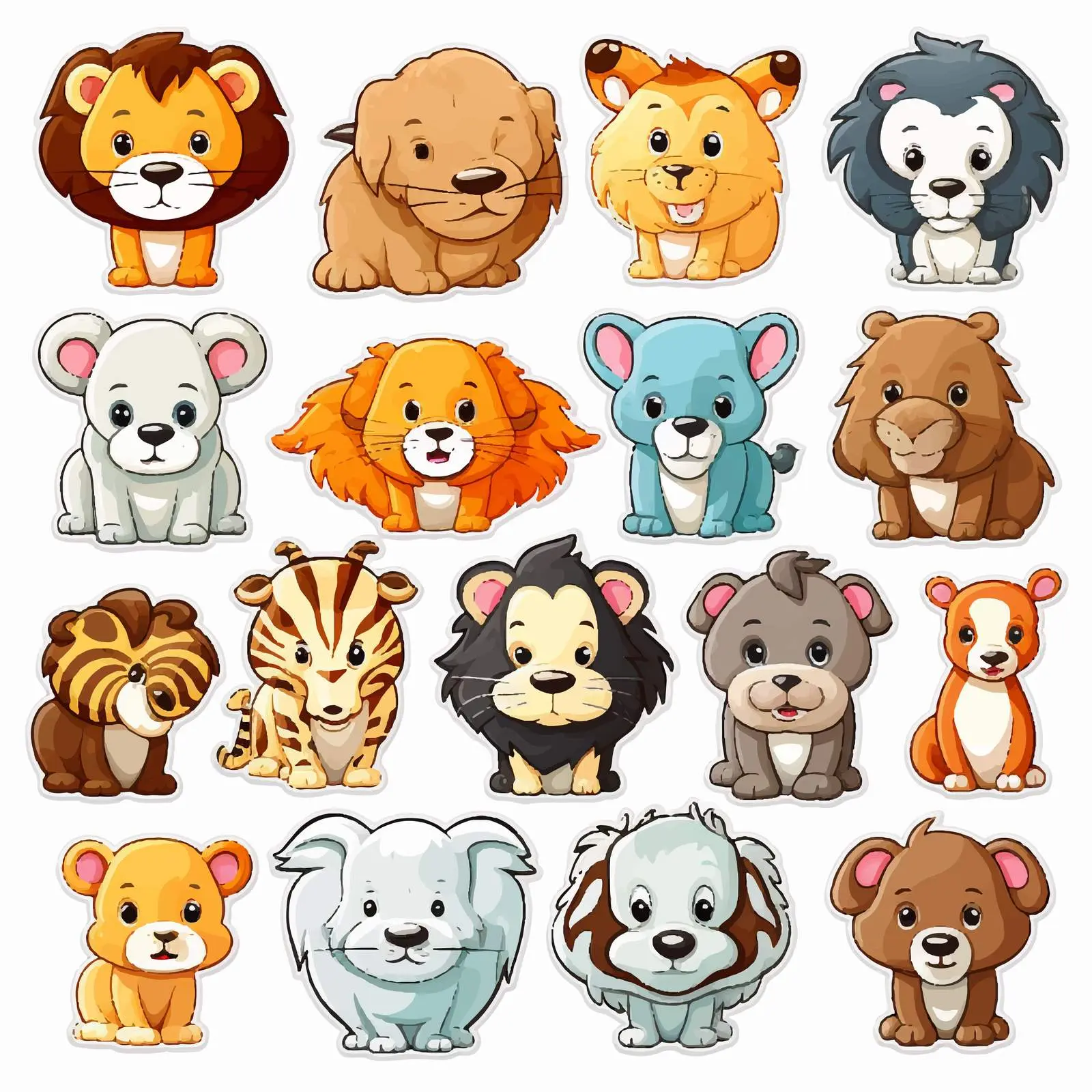 Cartoon Wild Animals Vector Illustrations Set — free download from Dotvec