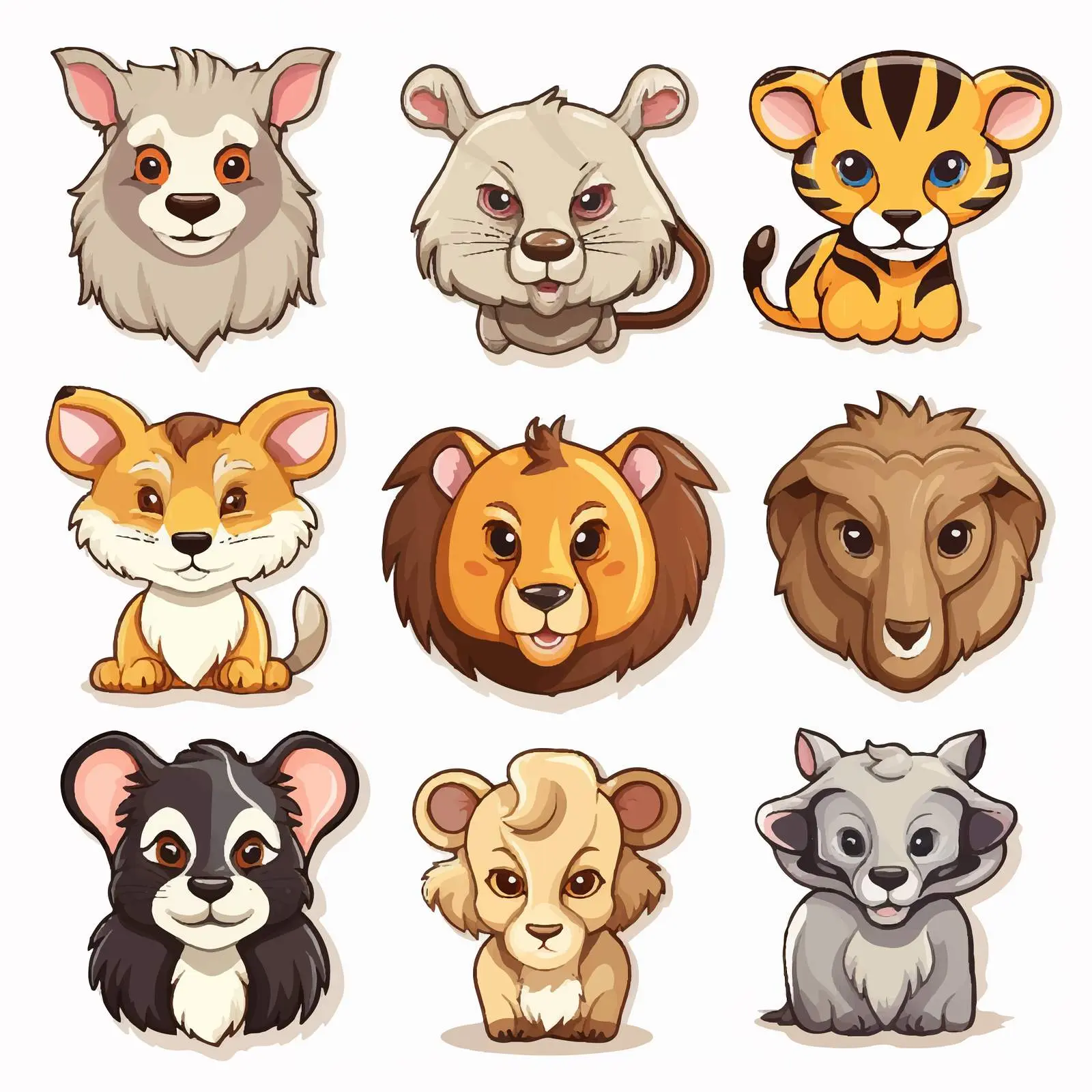 Cartoon Wild Animals Vector Illustration Set — free download from Dotvec