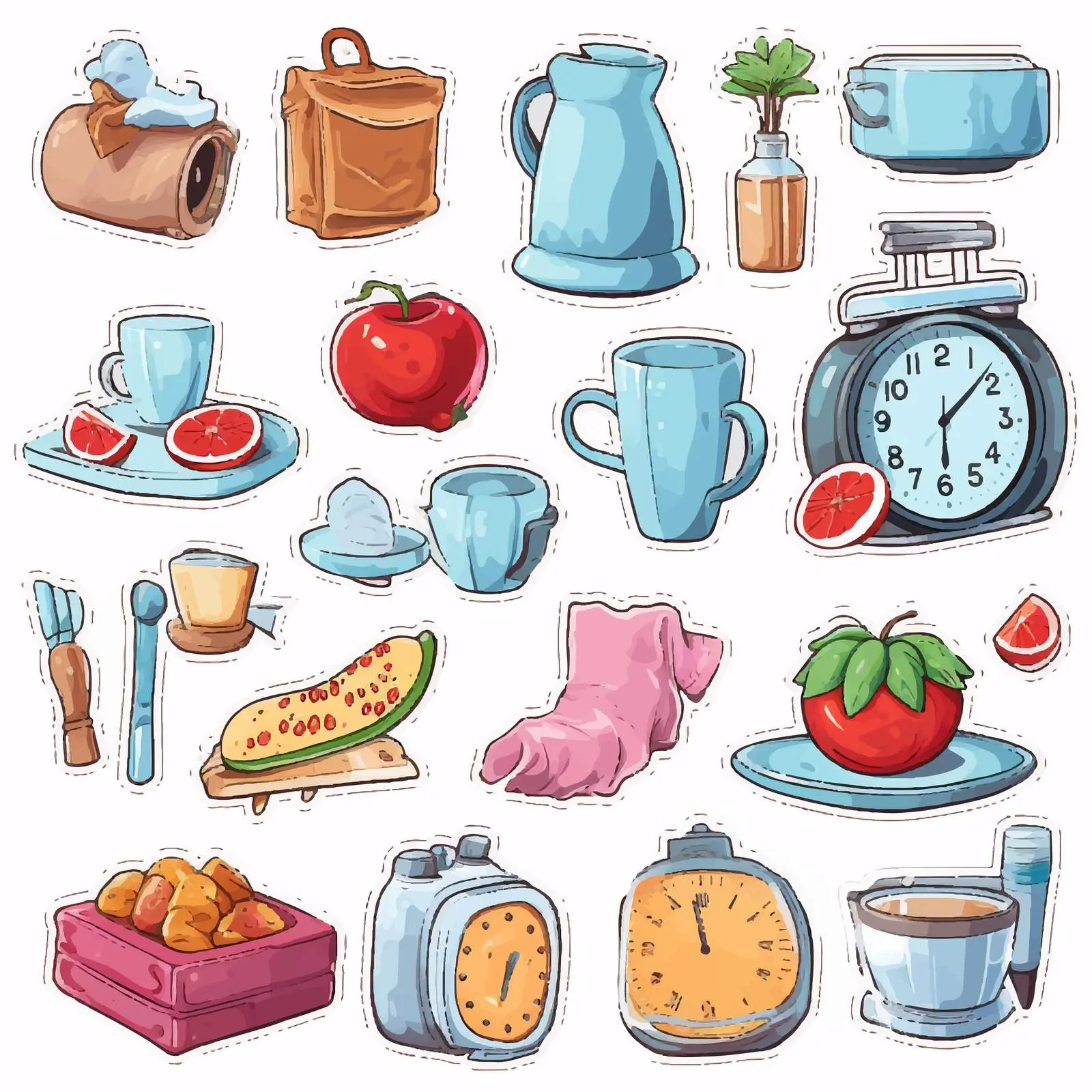 Mixed Daily Objects Illustration Sticker Set — free download from Dotvec