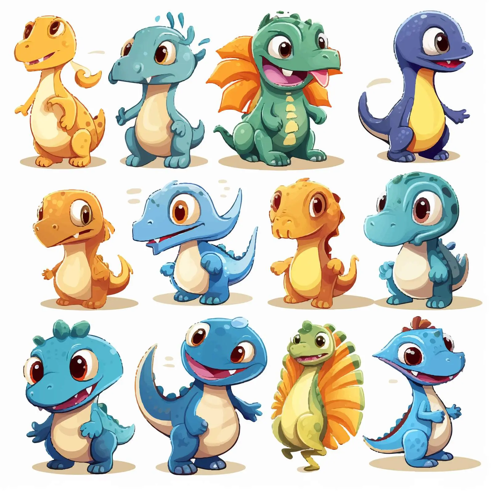 Diverse Cartoon Dinosaur Sticker Set — free download from Dotvec