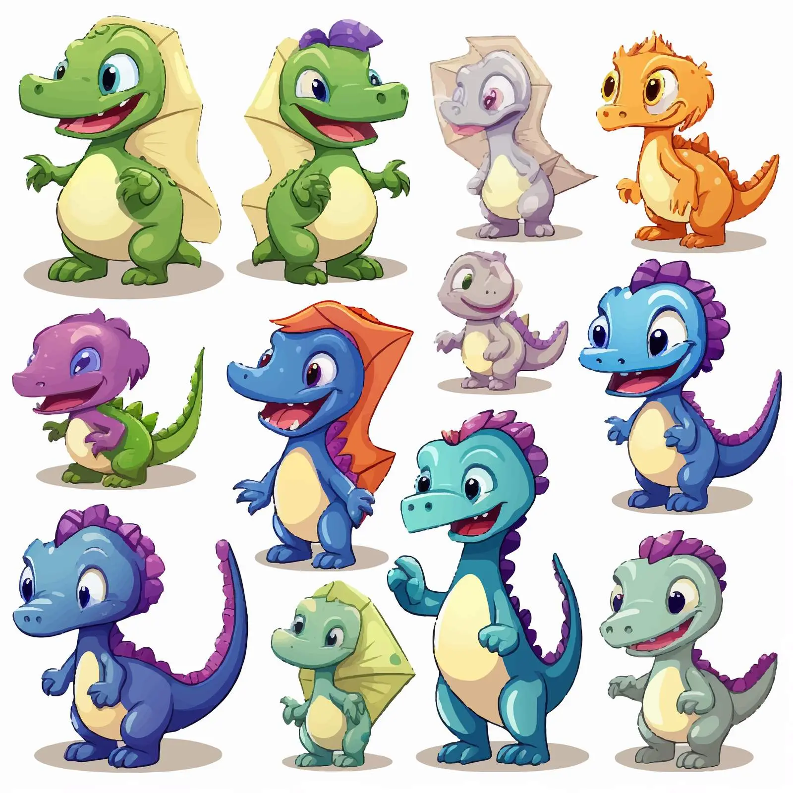 Dinosaur Cartoon Character Sticker Set — free download from Dotvec