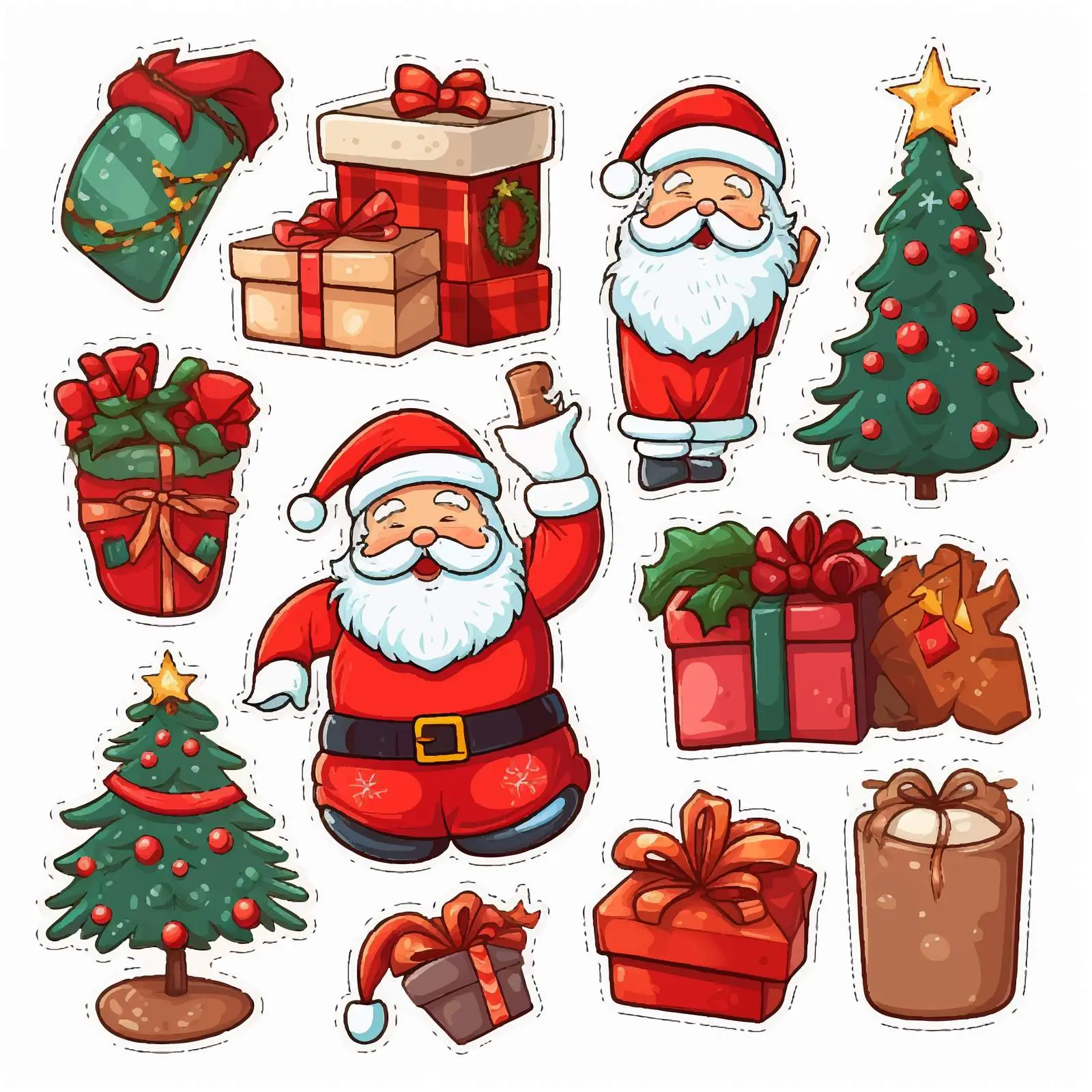 Santa Claus Christmas Vector Sticker Set — free download from Dotvec
