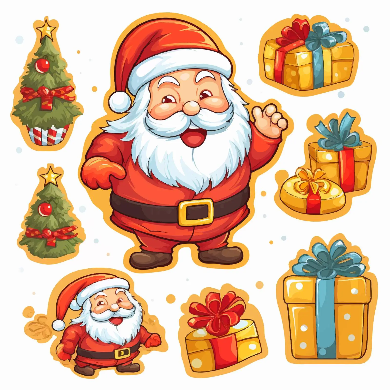 Santa Claus Christmas Stickers and Illustrations — free download from Dotvec