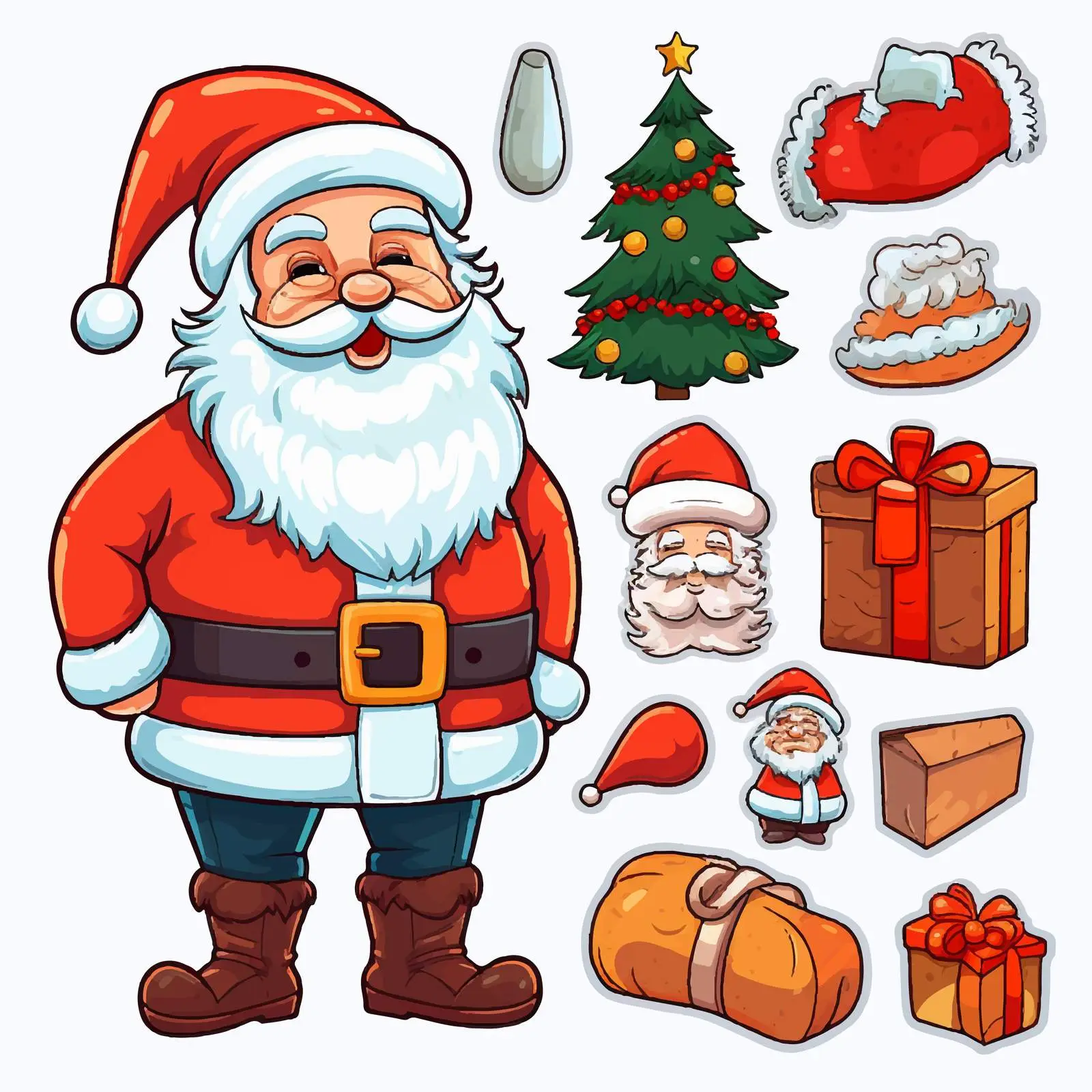Christmas Vectors Featuring Santa Claus and Festive Objects — free download from Dotvec