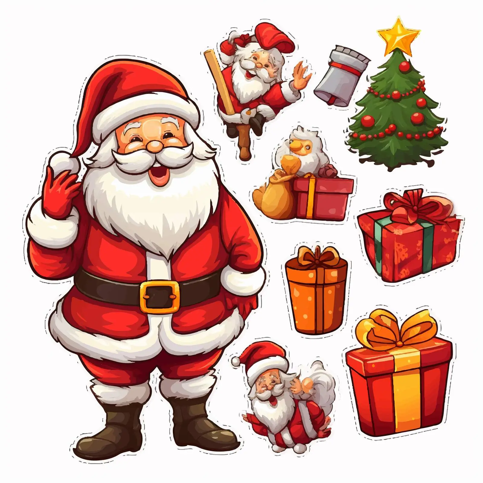Santa Claus Christmas Sticker Vector Set — free download from Dotvec