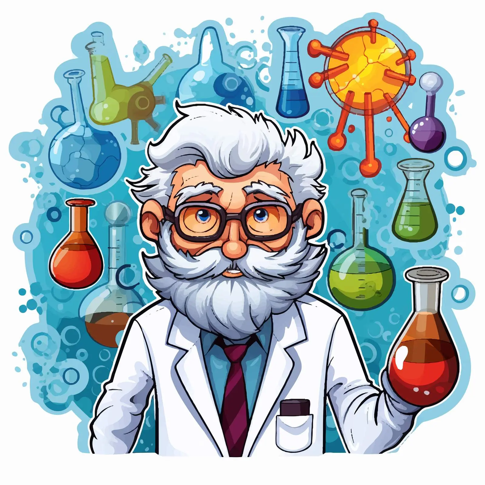 Science Illustration Sticker Template Vector Design — free download from Dotvec